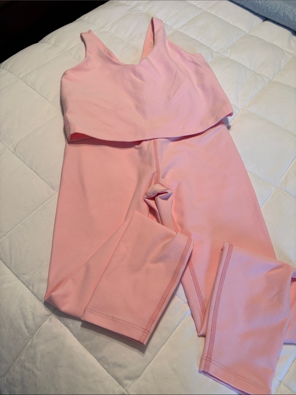 Beyond Yoga baby pink workout set